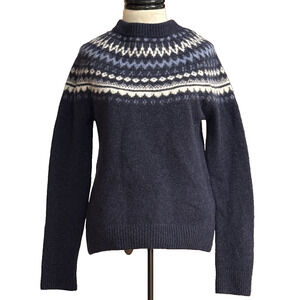 2000s Abercrombie & Fitch Womens Small Navy Blue Fair Isle Pullover Sweater